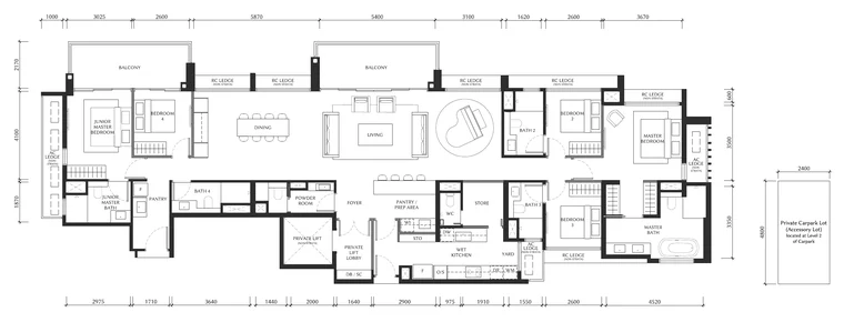 The Serra Residences Type PH2 floor plan, Penthouse, District 11 (draft)